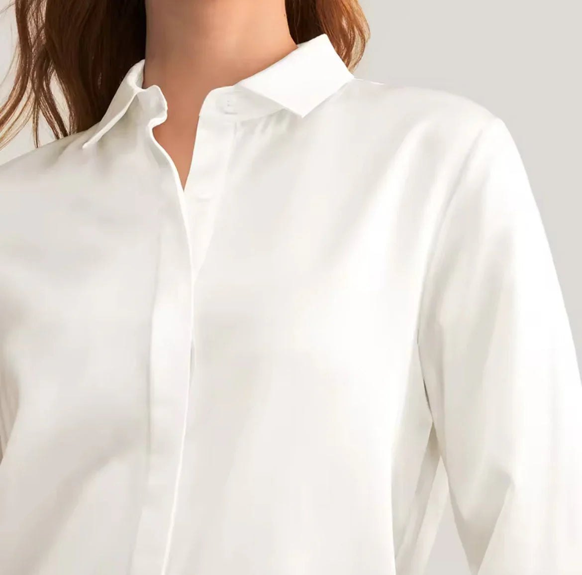 Silk Charmeuse Shirt – Elegant Long Sleeve قميص حرير ناعم – أكمام طويلة أنيقة