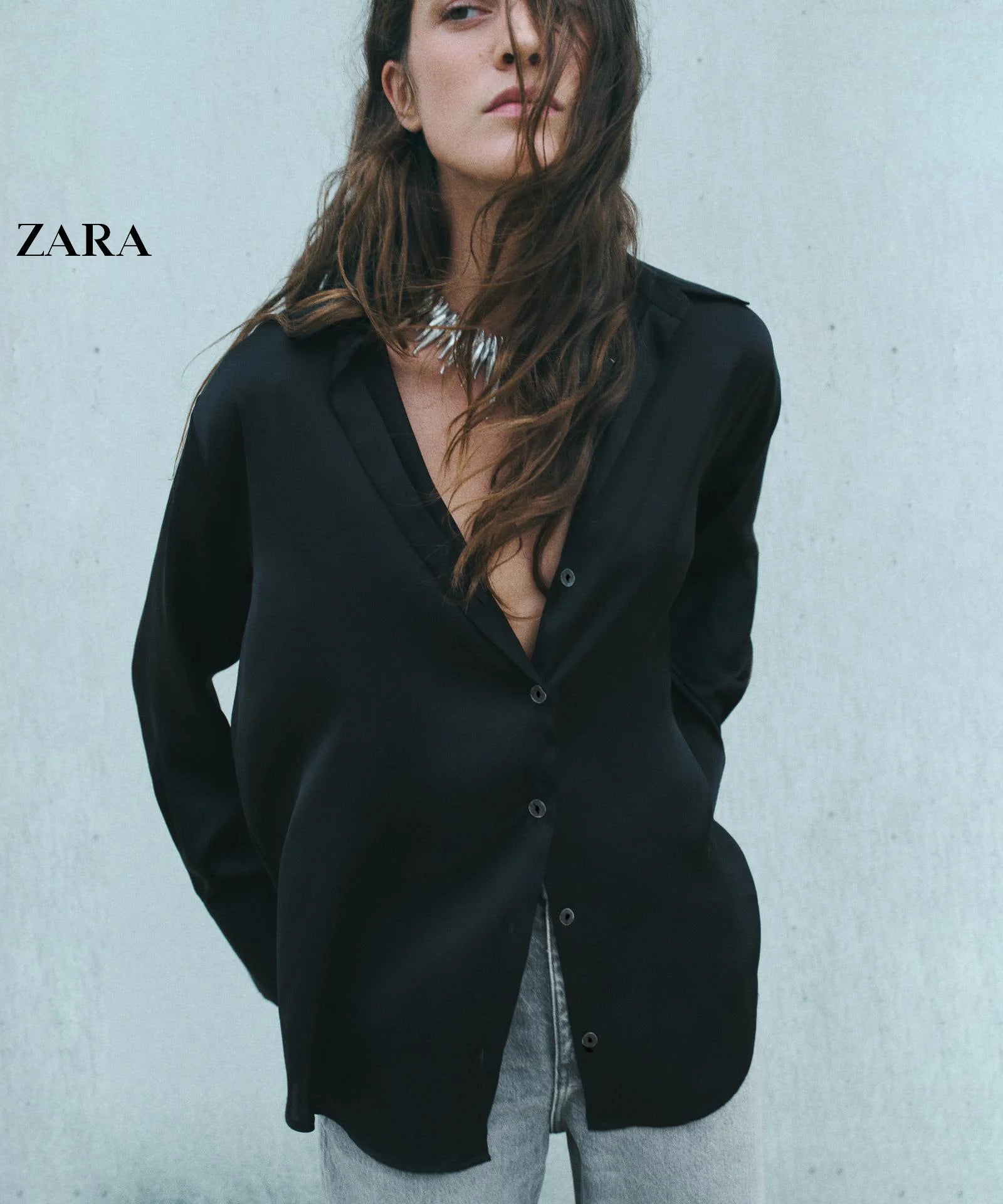 قميص ساتان نسائي من ZARA