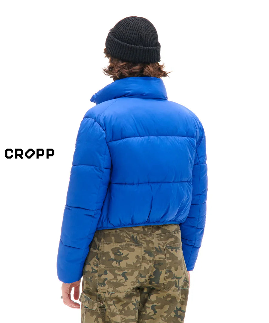 جاكيت نسائي قصير مبطن بلون أزرق من Cropp