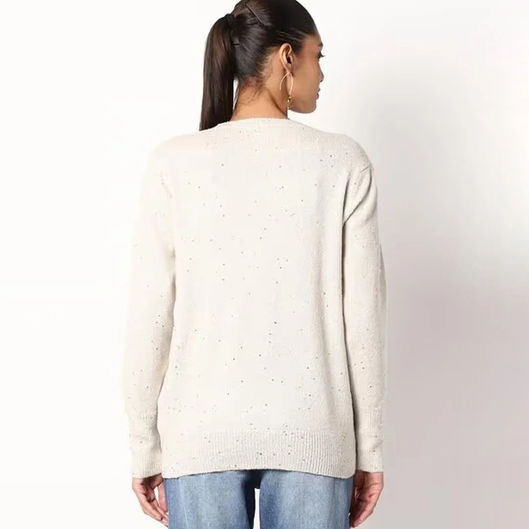 بلوفر نسائي صوف بياقة دائرية من Up2Fashion