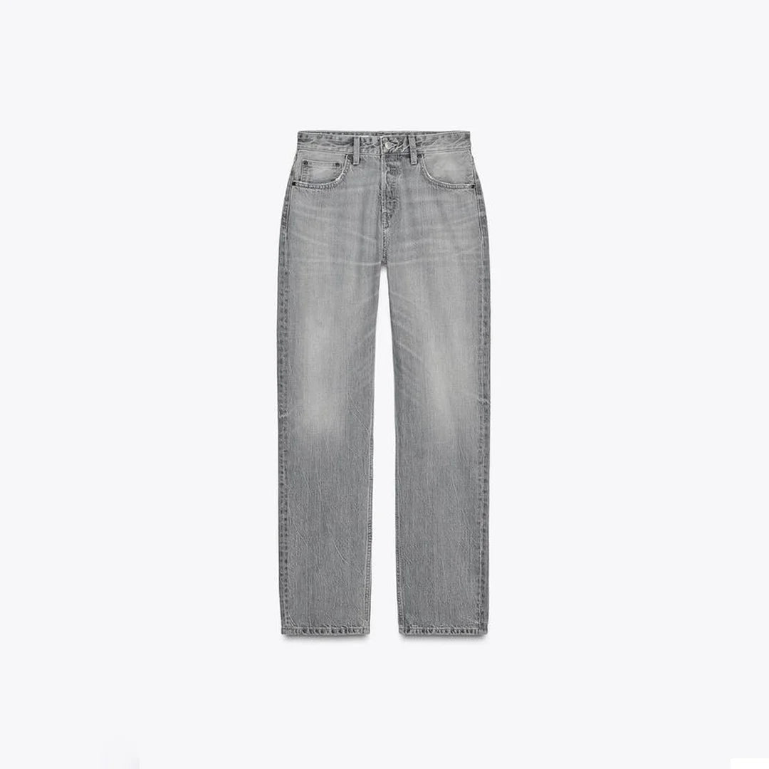 بنطلون جينز نسائي ميد ويست ستريت لِج من Zara