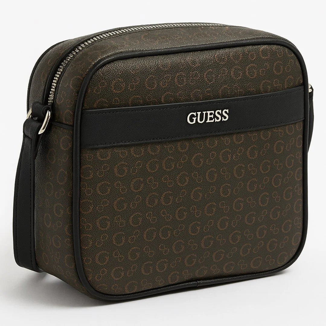 GUESS Logo Print Crossbody Bag - Brown
