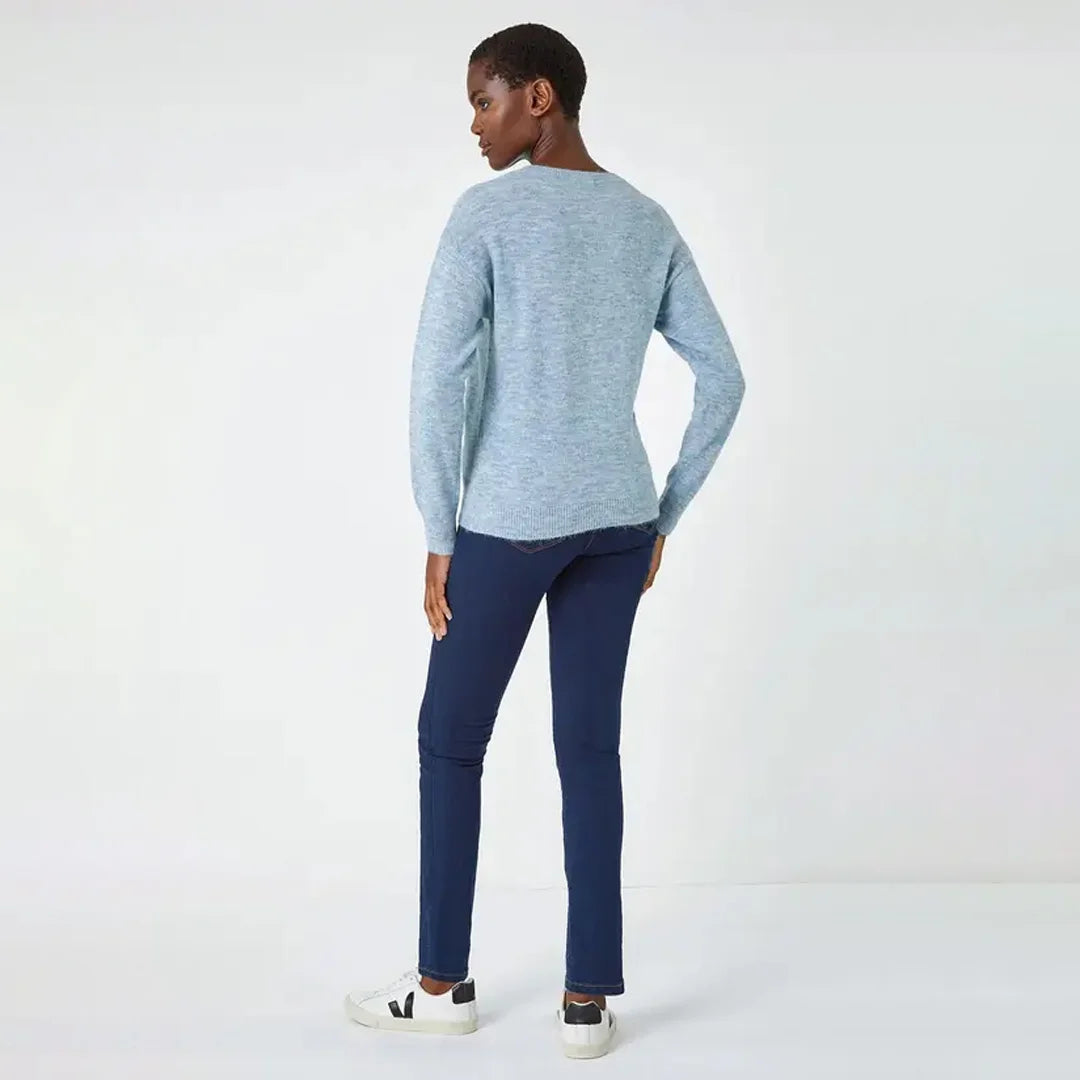 بلوفر نسائي صوف بياقة دائرية من Up2Fashion