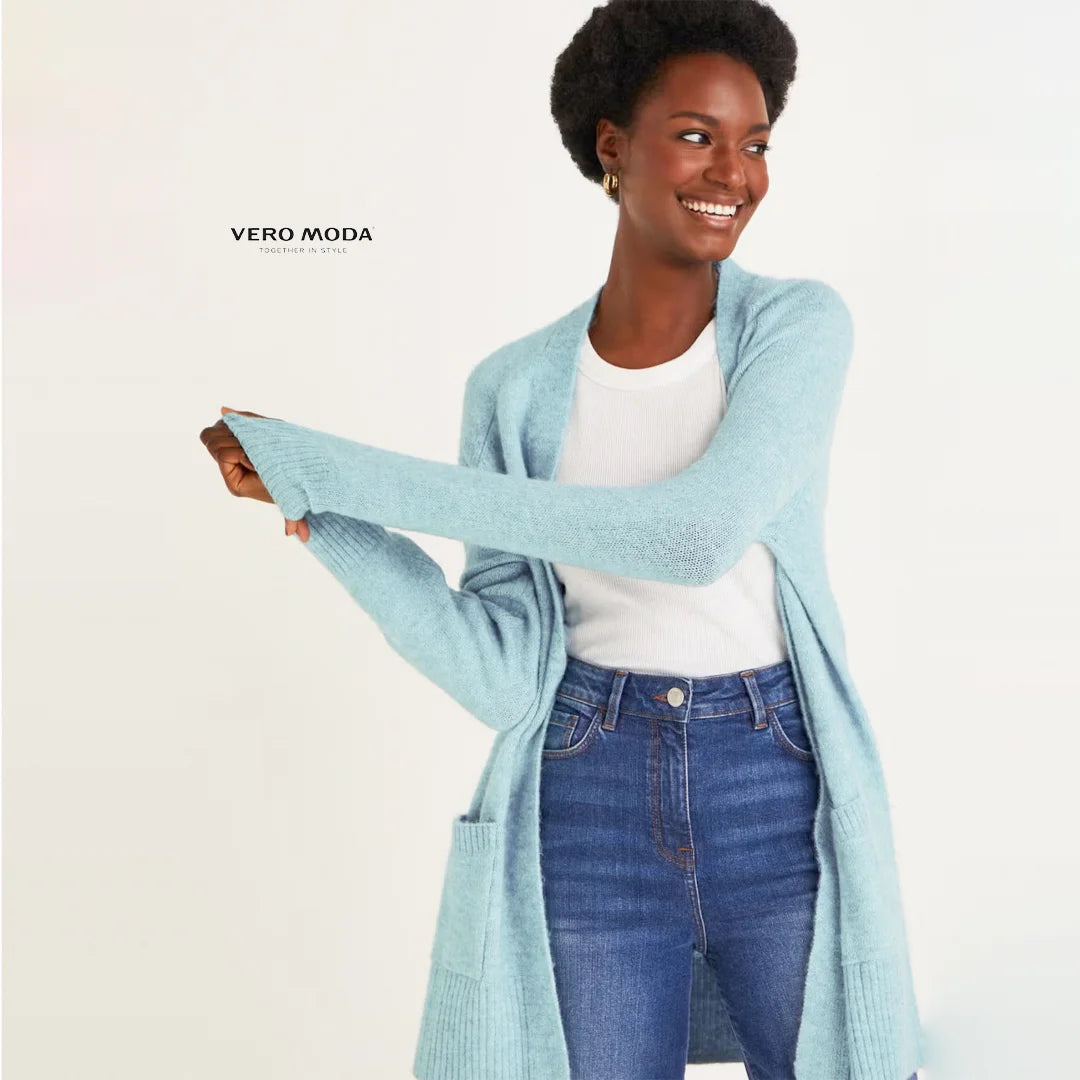 كارديغان نسائي طويل بلون أزرق بترولي من Vero Moda