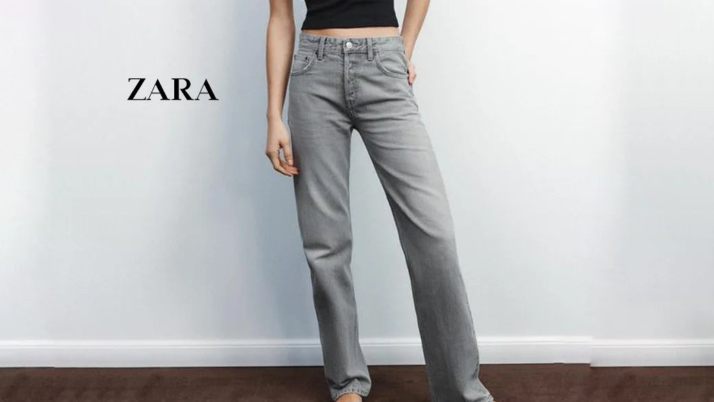 بنطلون جينز Zara نسائي ميد ويست ستريت لج – الأناقة اليومية 2025