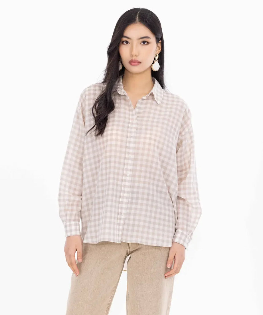 Relaxed Fit Chickened Low-Sleeve Shirt