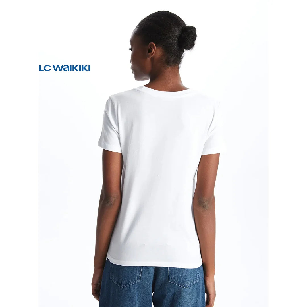 تيشيرت نسائي بياقة دائرية وأكمام قصيرة من LC Waikiki