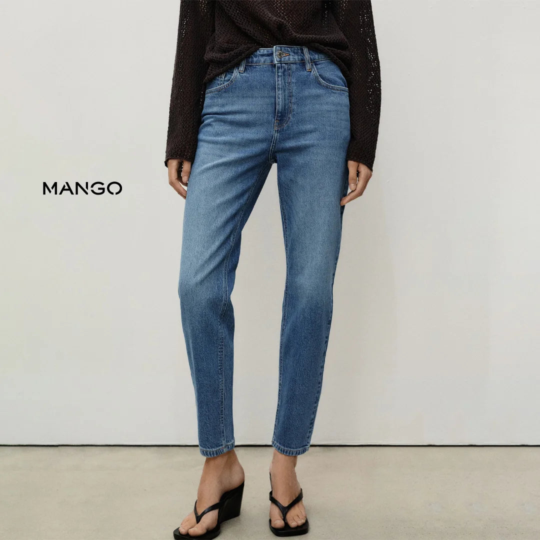بنطال جينز نسائي Newmom بخصر عالي من MANGO