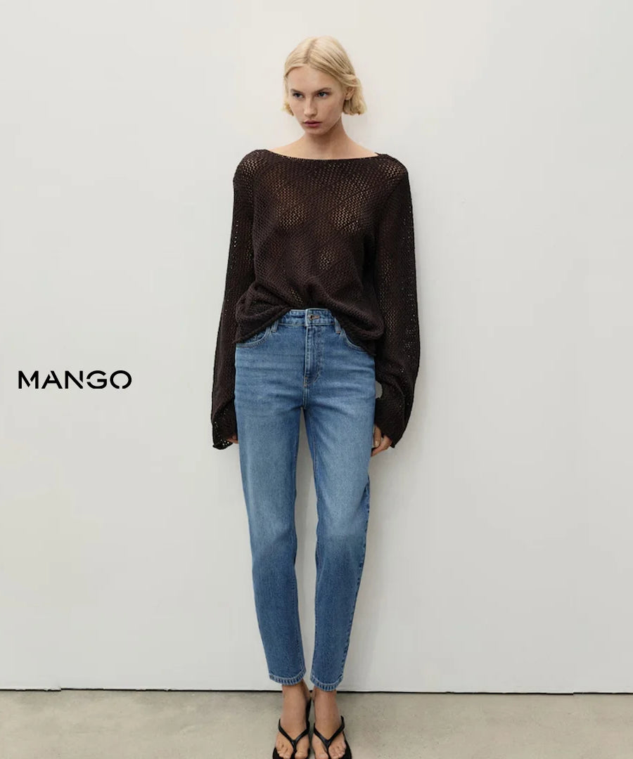 بنطال جينز نسائي Newmom بخصر عالي من MANGO