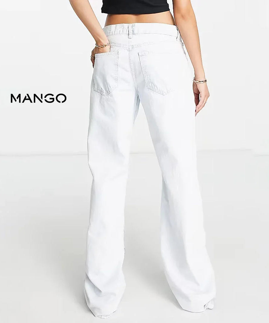 Mango Low Waisted Straight Leg Jean | Bleach Blue – بنطلون جينز بخصر منخفض وقصة ساق مستقيمة من مانجو | أزرق باهت