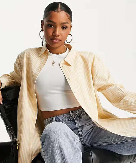 Oversized Shirt – Laundered Yellow Stripe | قميص واسع – مخطط أصفر فاتح