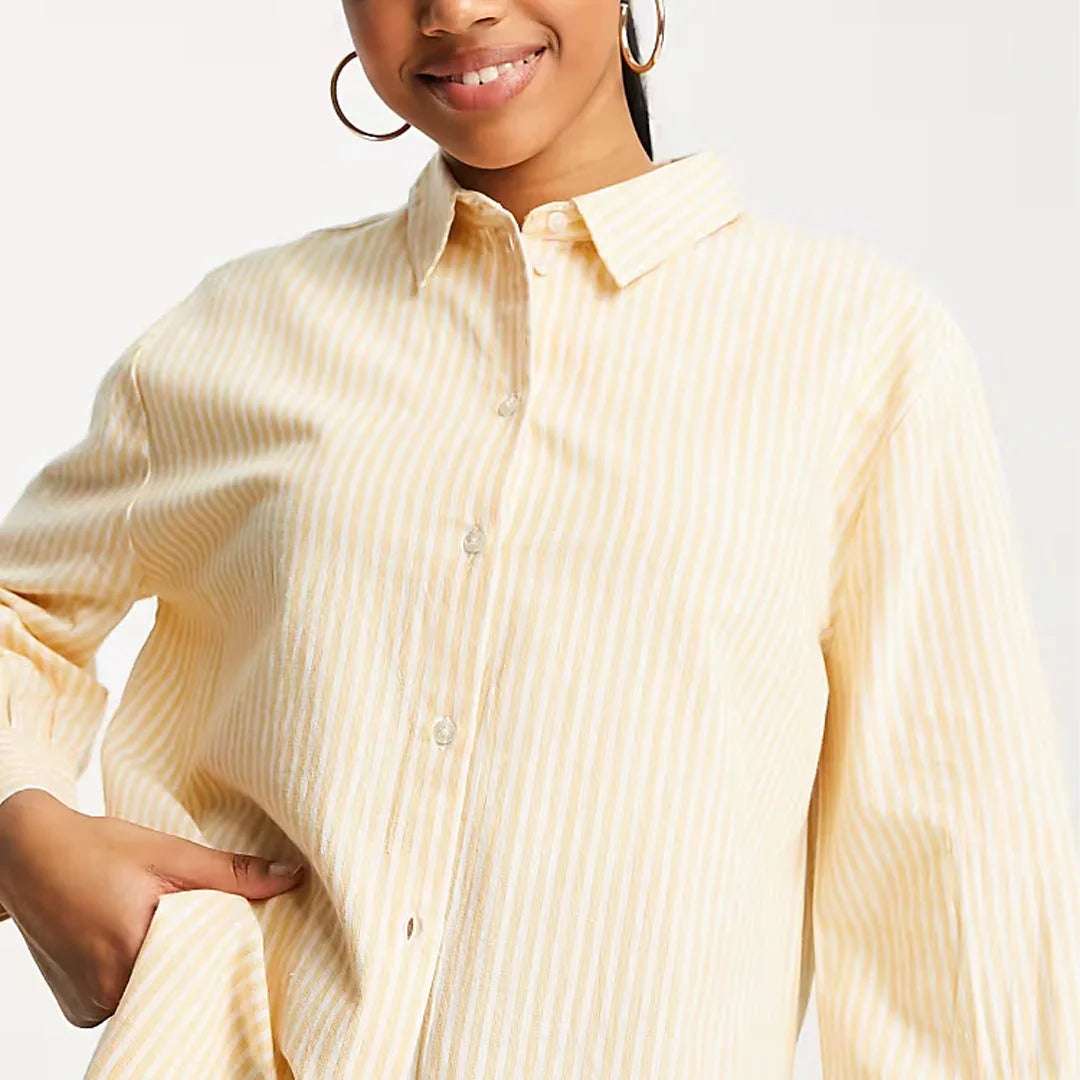 Oversized Shirt – Laundered Yellow Stripe | قميص واسع – مخطط أصفر فاتح