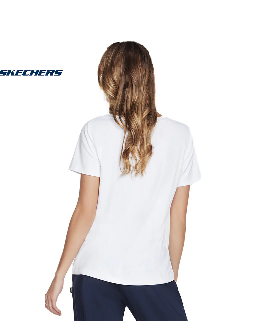 تيشيرت سكيتشرز نسائي Godri Serene Performance بياقة V – قميص رياضي خفيف للجري والتدريب