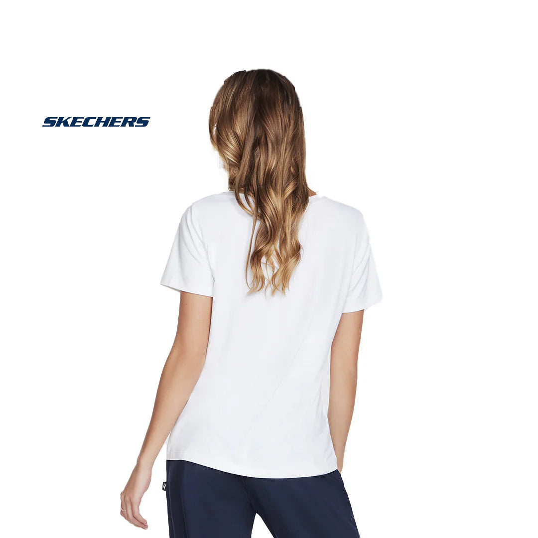 تيشيرت سكيتشرز نسائي Godri Serene Performance بياقة V – قميص رياضي خفيف للجري والتدريب