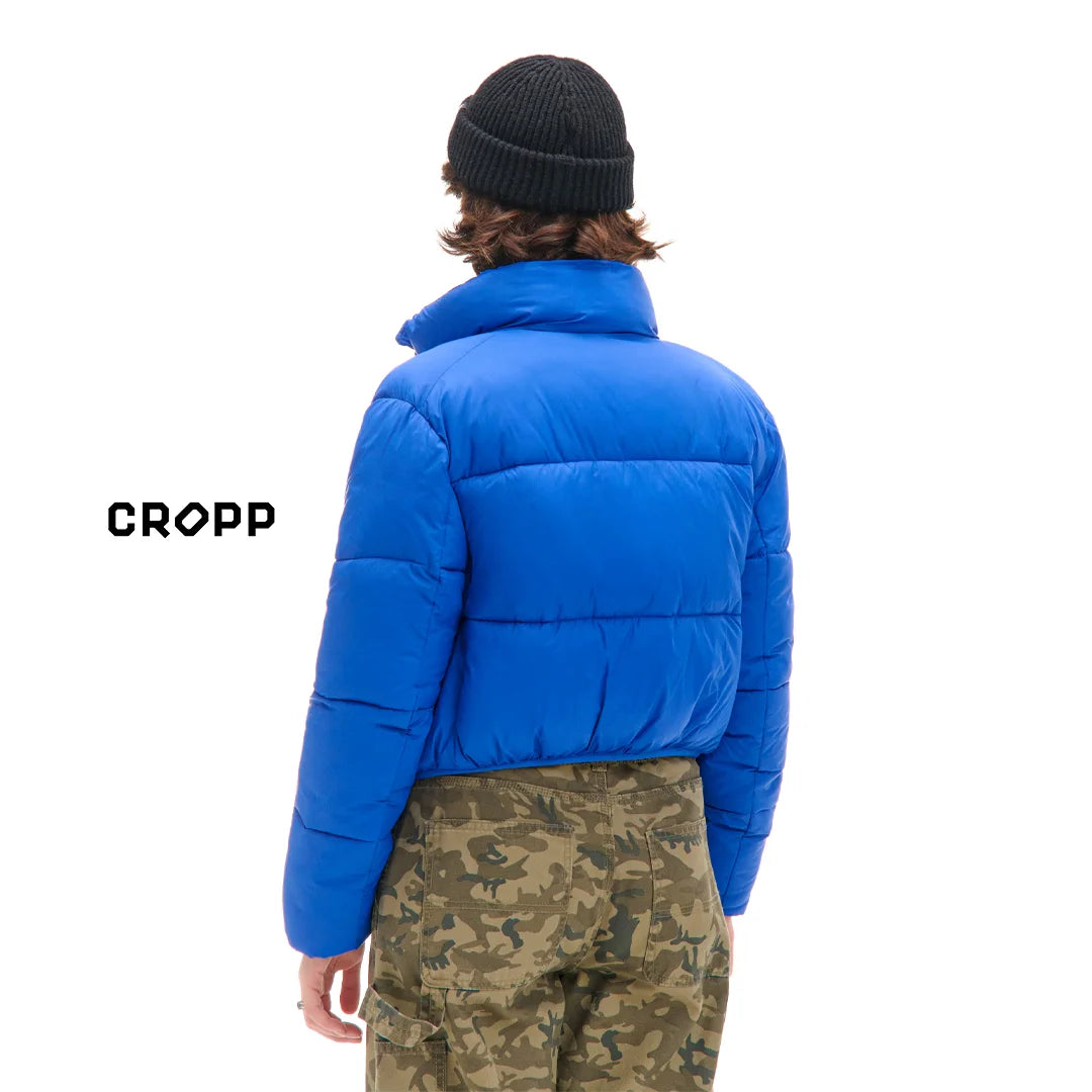 جاكيت نسائي قصير مبطن بلون أزرق من Cropp