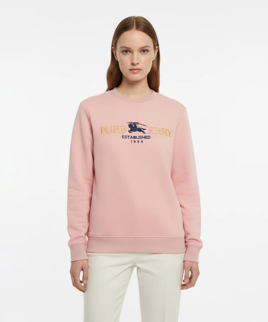 سويت شيرت نسائي Burberry المطرّز – لون وردي باهت