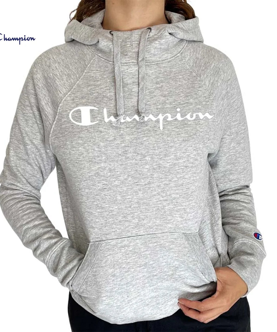 هودي ريلاكس رمادي بشعار Champion للنساء – طراز Powerblend