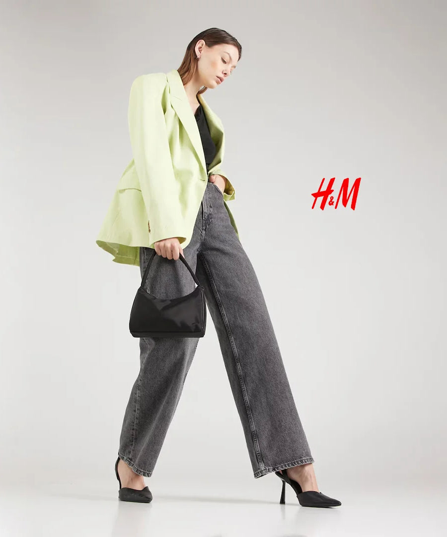 بنطال جينز واسع الساق REBECCA من H&M – رمادي