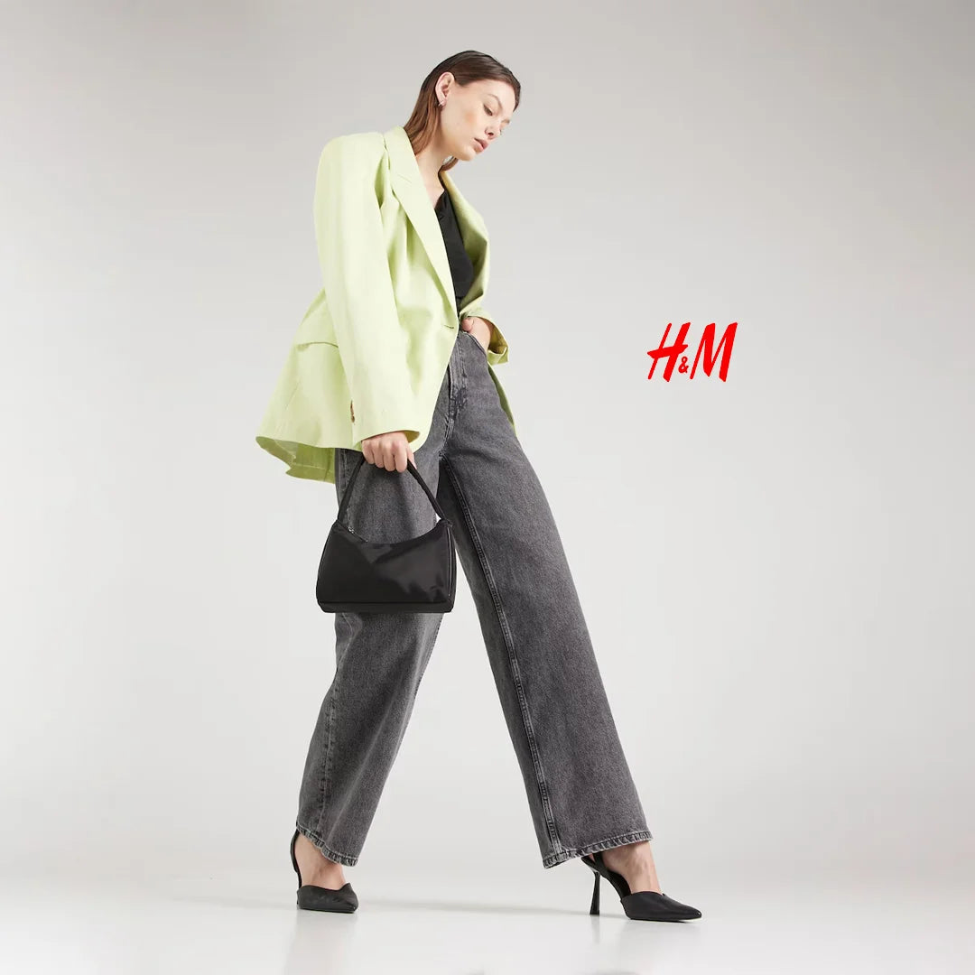 بنطال جينز واسع الساق REBECCA من H&M – رمادي