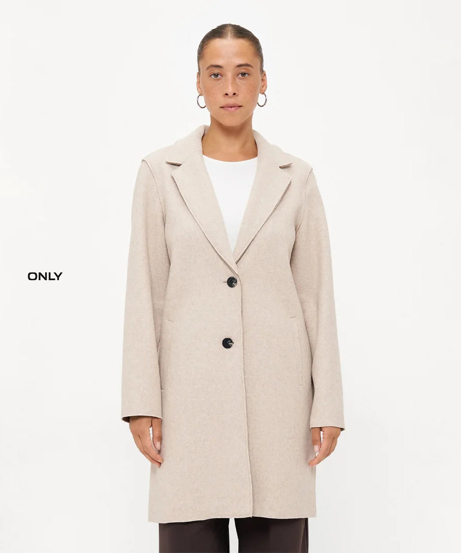 معطف نسائي كلاسيكي من ONLY – بلون بيج فاتح ميلانج