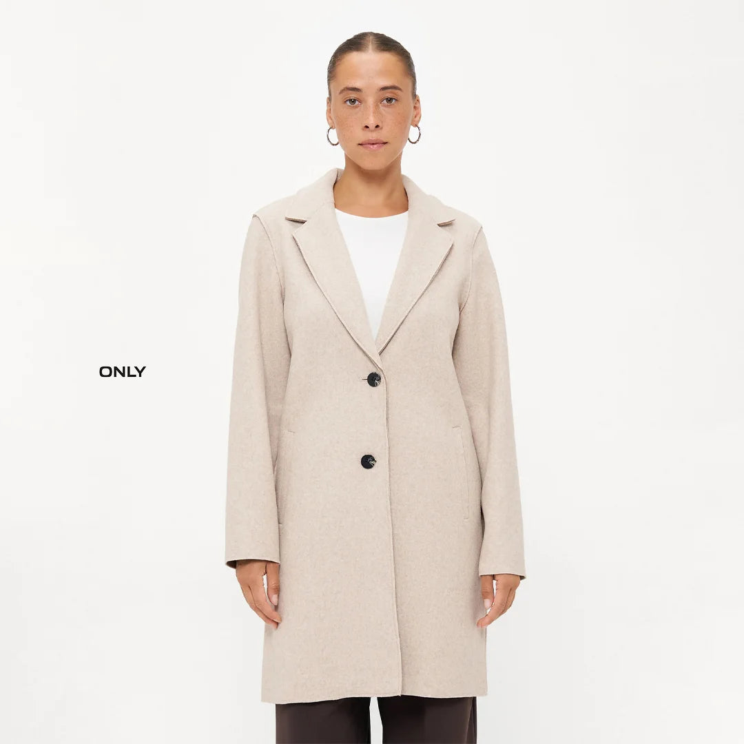 معطف نسائي كلاسيكي من ONLY – بلون بيج فاتح ميلانج