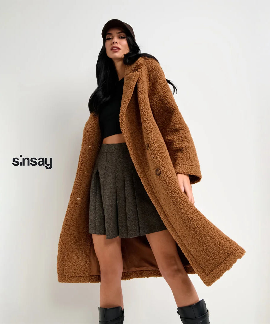 معطف نسائي من قماش تيدي الناعم من Sinsay