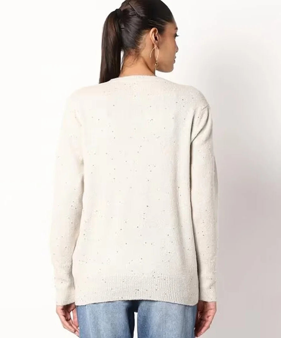 بلوفر نسائي صوف بياقة دائرية من Up2Fashion