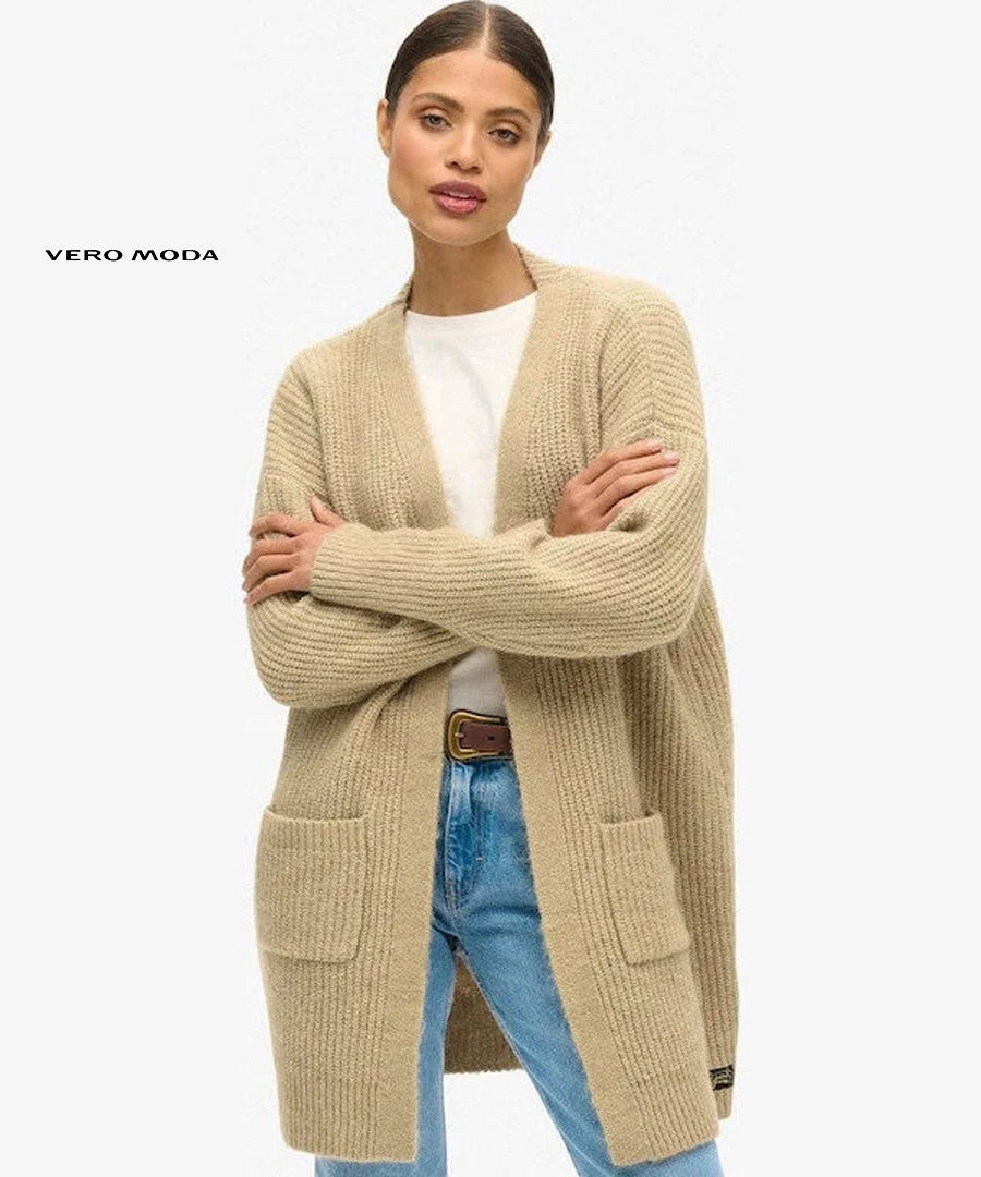 كارديغان نسائي طويل ومحبوك باللون البني من Vero Moda