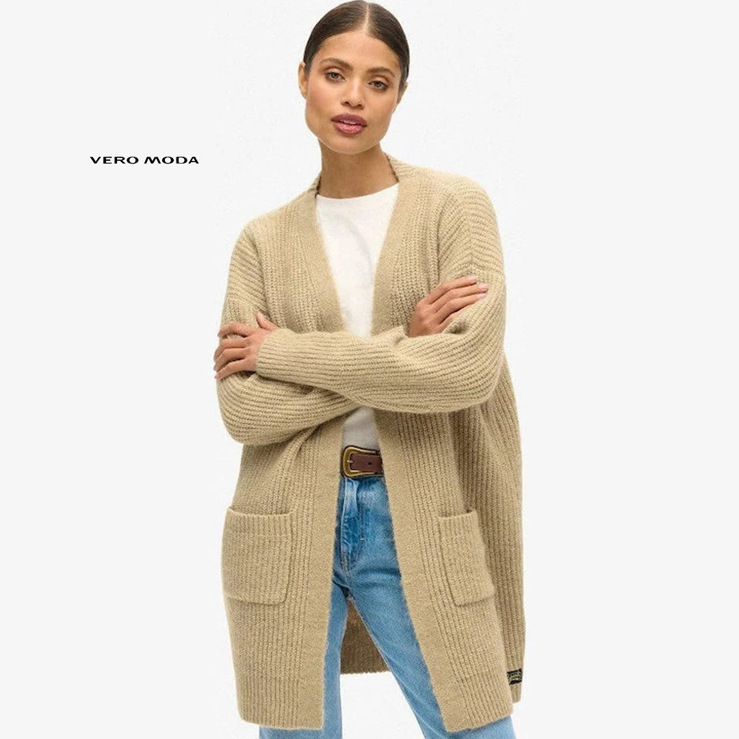 كارديغان نسائي طويل ومحبوك باللون البني من Vero Moda