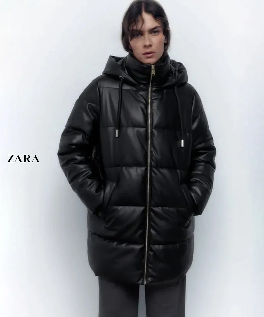 معطف نسائي مبطن من الجلد الصناعي من Zara