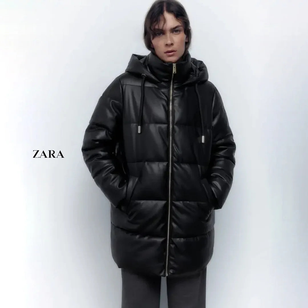 معطف نسائي مبطن من الجلد الصناعي من Zara