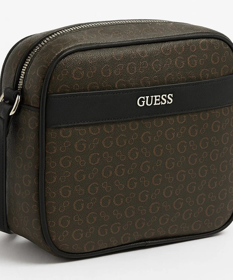 GUESS Logo Print Crossbody Bag - Brown