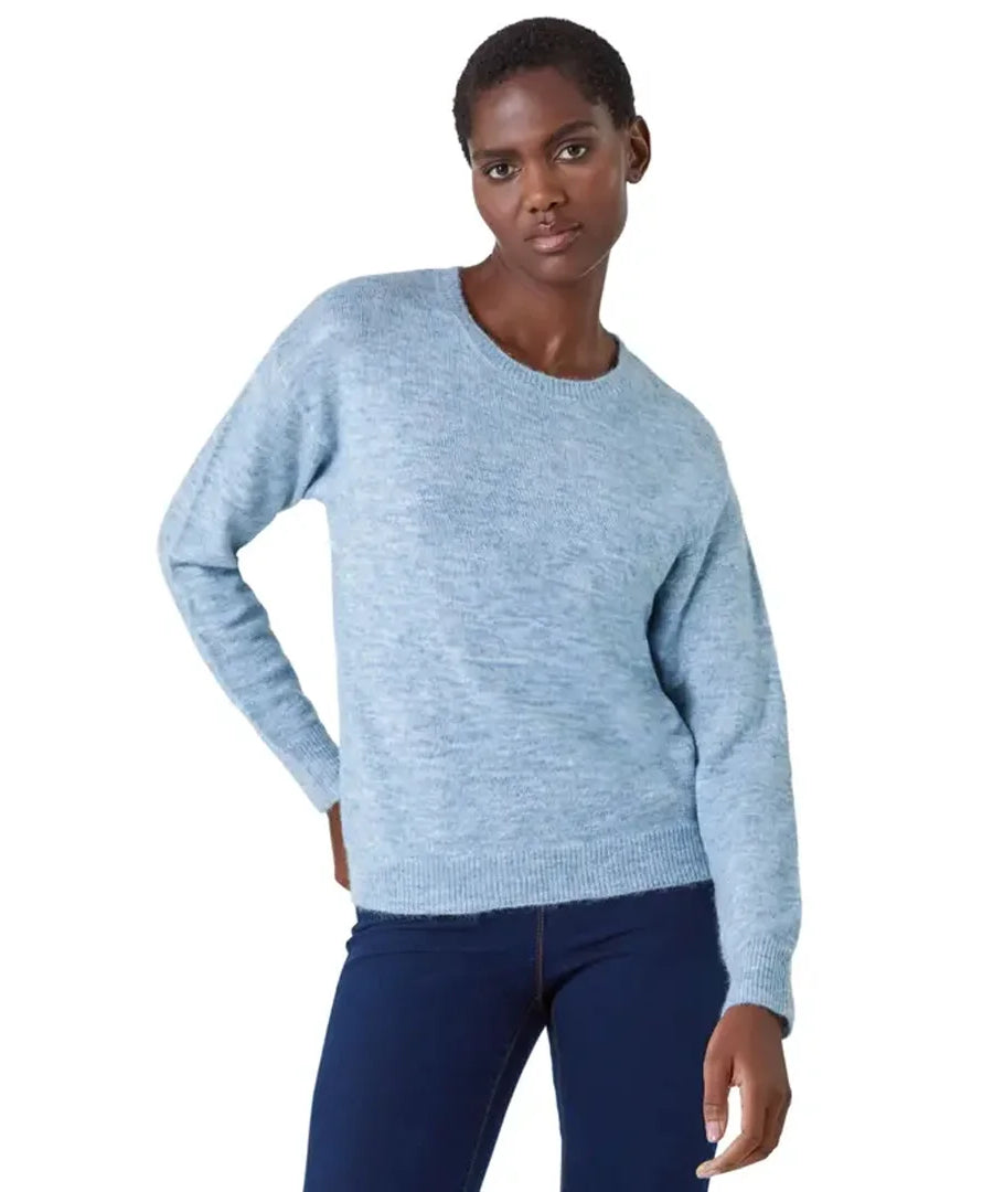 بلوفر نسائي صوف بياقة دائرية من Up2Fashion