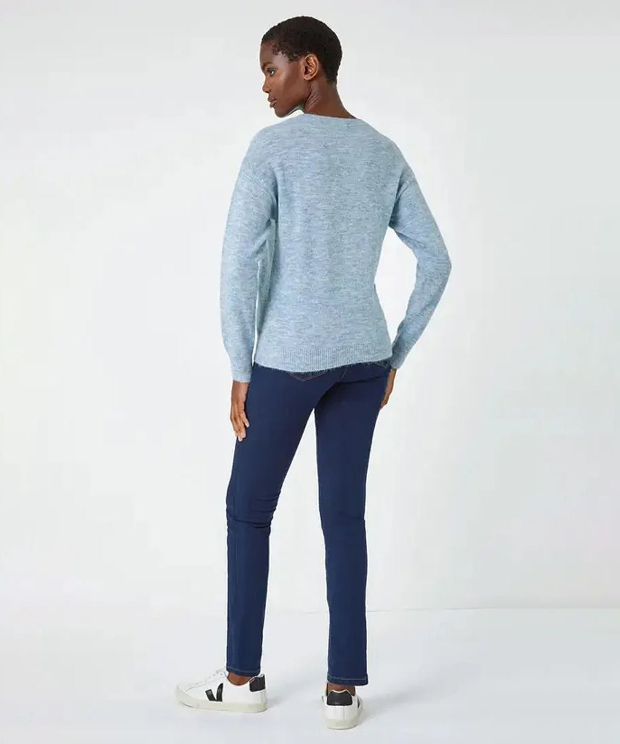 بلوفر نسائي صوف بياقة دائرية من Up2Fashion