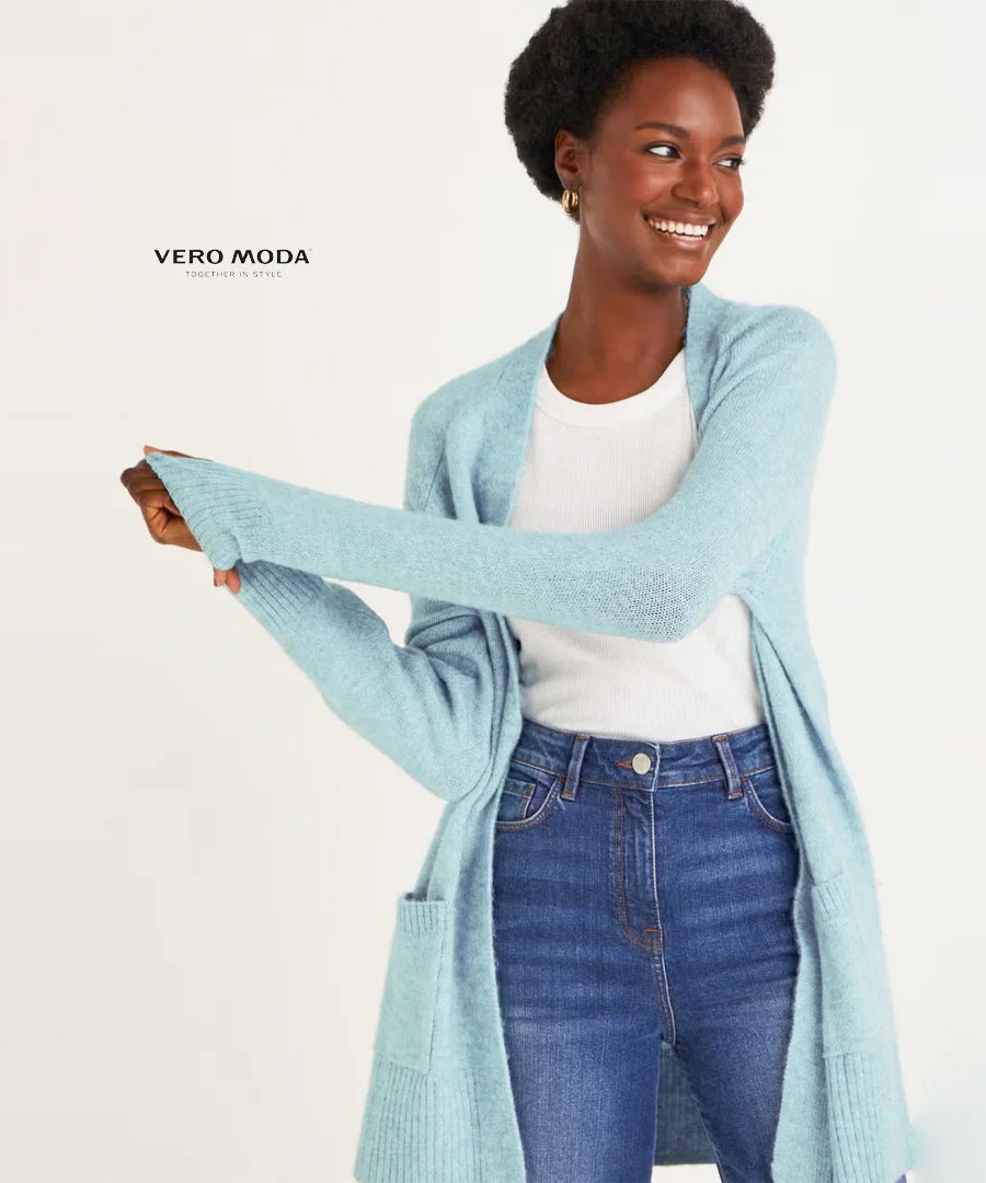 كارديغان نسائي طويل بلون أزرق بترولي من Vero Moda