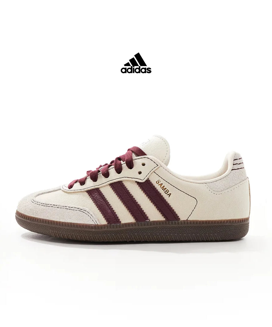 سنيكرز نسائي Adidas Samba بتفاصيل خمري – تصميم كلاسيكي وأنيق