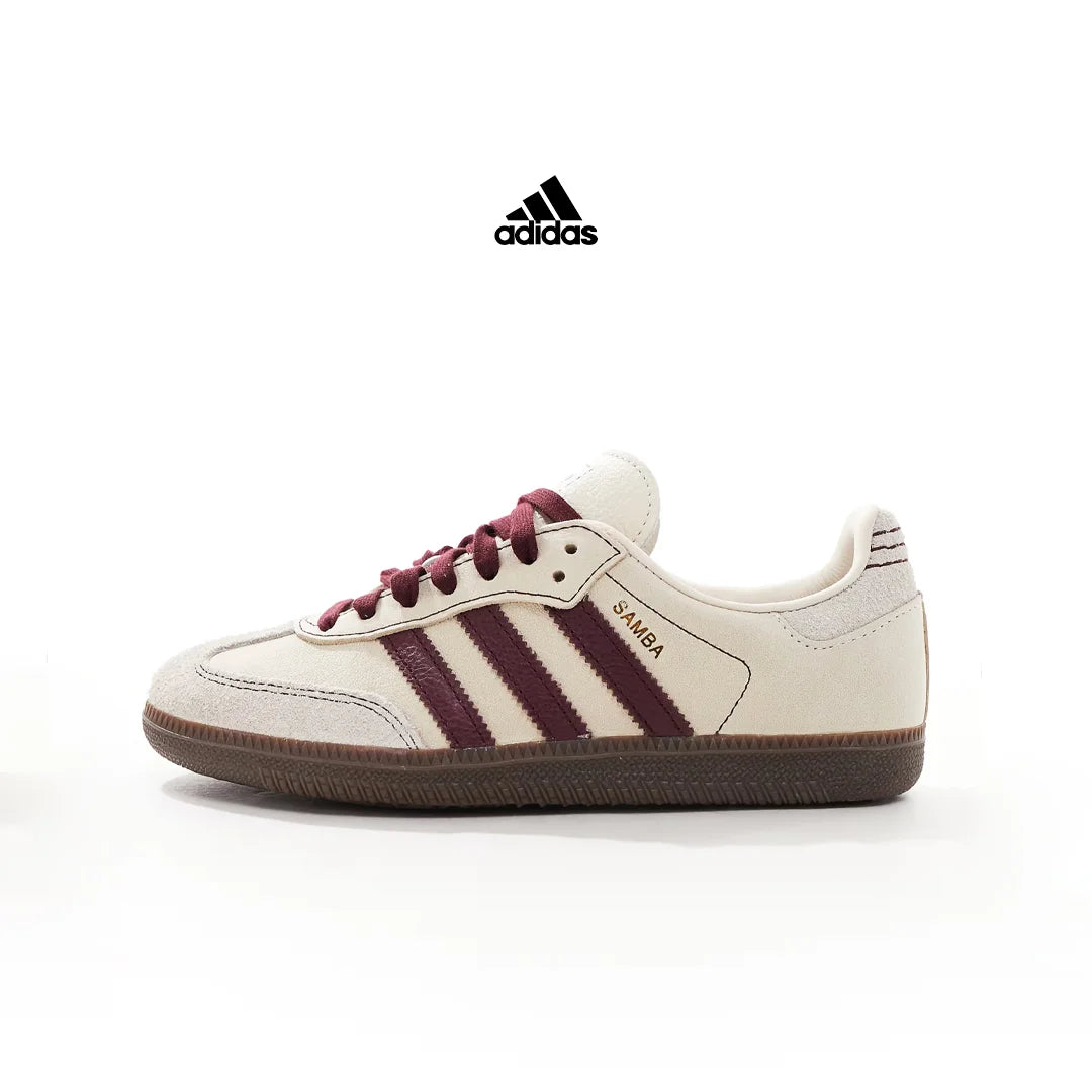 سنيكرز نسائي Adidas Samba بتفاصيل خمري – تصميم كلاسيكي وأنيق