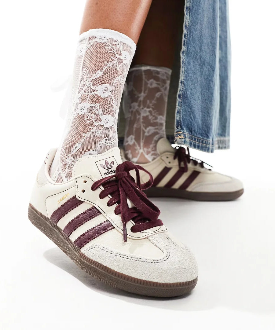 سنيكرز نسائي Adidas Samba بتفاصيل خمري – تصميم كلاسيكي وأنيق